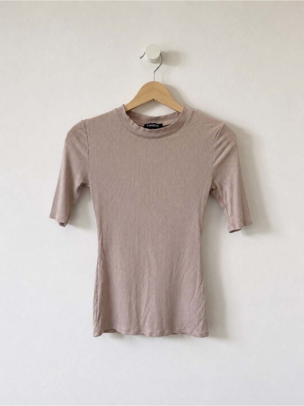 Express Ribbed Elbow Sleeve Fitted Tee Size XS